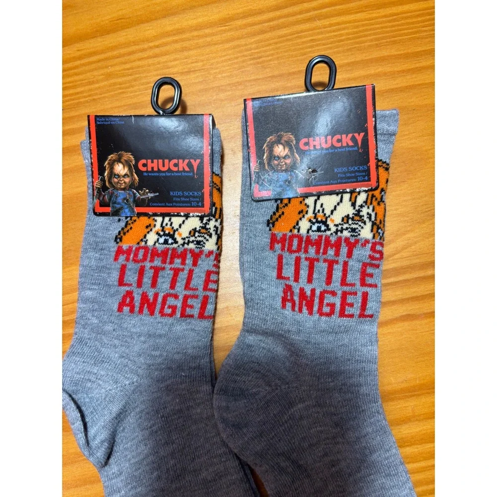 Chucky Kids Socks Mommy's Little Angel Gray Movie Horror‎ Child's Play